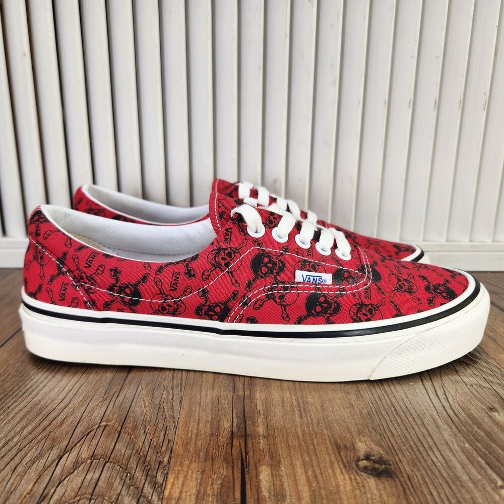 Vans Era 95 DX Anaheim Factory Skulls Sneakers Men's 9.5 Red Black Skater Shoes